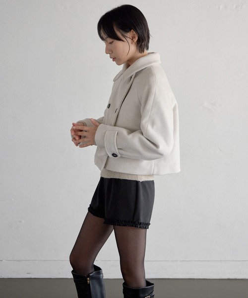 UNE MANSION キルティングペディンフロントボタンショート丈コート セール】【UNE ORIGINAL】インナーキルティングペディンフロントボタン