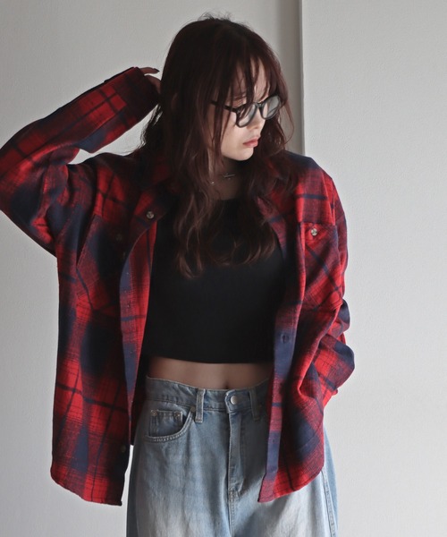 COURO（コウロ）の「ネルオンブレチェックシャツ（シャツ/ブラウス・レディース・ネイビー/ベージュ/レッド・M/L/XL）」の3枚目の写真