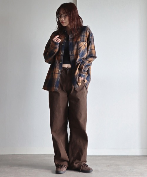 COURO（コウロ）の「ネルオンブレチェックシャツ（シャツ/ブラウス・レディース・ネイビー/ベージュ/レッド・M/L/XL）」の8枚目の写真