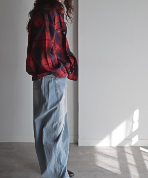 COURO（コウロ）の「ネルオンブレチェックシャツ（シャツ/ブラウス・レディース・ネイビー/ベージュ/レッド・M/L/XL）」の14枚目の写真