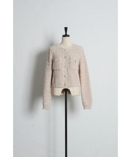 多種ビジュー釦ミックスニットジャケットライクカーディガン（ノー