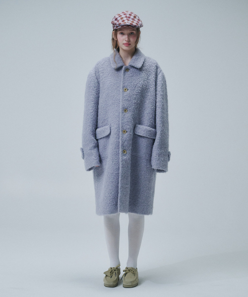 FUN FROM FUN(ファンフロムファン)の「HAIRY OVERFIT COAT, LAVENDER(チェスターコート・レディース・ラベンダー・OS)」の1枚目の写真