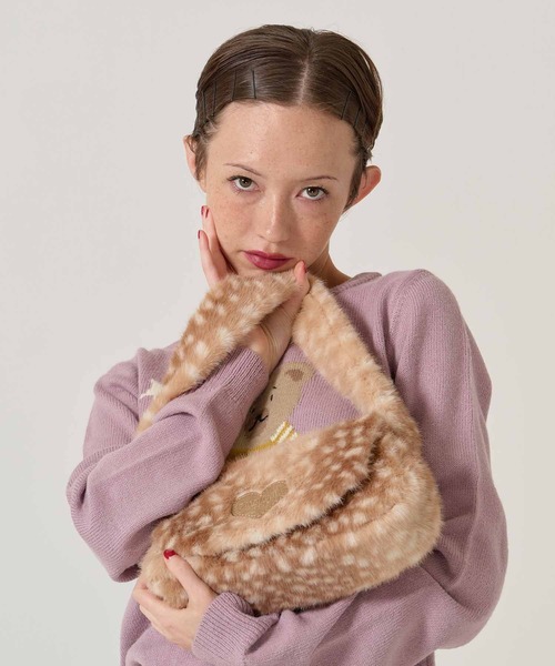 TINA：JOJUN（ティーナジョジュン）の「フェイクファー ミニバッグ TINA：JOJUN（ハンドバッグ・レディース・ベージュ/ブラウン・F）」の8枚目の写真