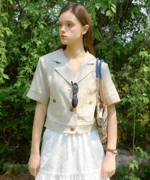 Classic Linen Short Jacket_ Beige