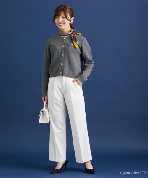 Petitjo(プッチージョ)の「小さいサイズ 【Petimo企画】タックセミワイドパンツ 低身長さん・小柄女性(その他パンツ・レディース・オフホワイト/チャコールグレー・PM/PSS/PS)」の9枚目の写真