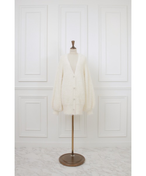 MISTREASS（ミストレアス）の「Ribbon Button Long Shaggy Knit Cardigan（カーディガン/ボレロ・レディース・オフホワイト/ライトピンク・FREE）」の9枚目の写真