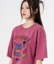 セキネンピルクマ オーバーサイズ ピグメント 半袖Tシャツ ピンク