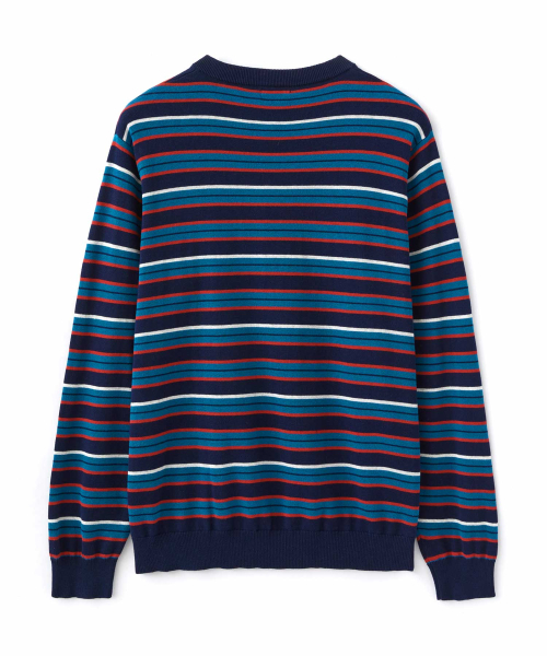 WMC(ダブリューエムシー)の「マルチストライプヘンリーネックニット_NAVY(ニット/セーター・メンズ・ネイビー・MEDIUM/LARGE/X-LARGE)」の14枚目の写真