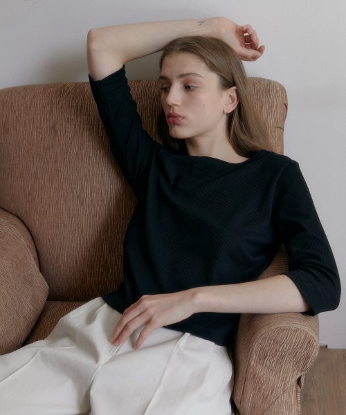 38COMEONCOMMON(38カモンコモン)の「Waffle Three-Quarter Sleeve T-Shirts (Black)(Tシャツ/カットソー・レディース・その他・FREE)」の2枚目の写真