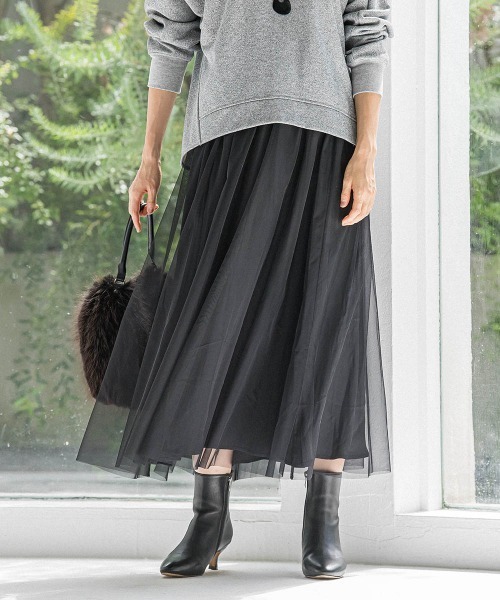 LAUTREAMONT（ロートレアモン）の「パウダーサテンリバーシブルスカート（スカート・レディース・ブラック/ベージュ・9号）」の6枚目の写真