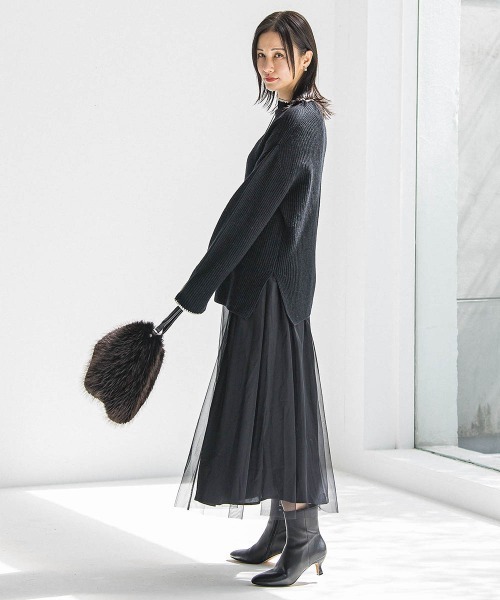 LAUTREAMONT（ロートレアモン）の「パウダーサテンリバーシブルスカート（スカート・レディース・ブラック/ベージュ・9号）」の9枚目の写真