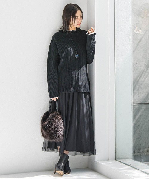 LAUTREAMONT（ロートレアモン）の「パウダーサテンリバーシブルスカート（スカート・レディース・ブラック/ベージュ・9号）」の10枚目の写真