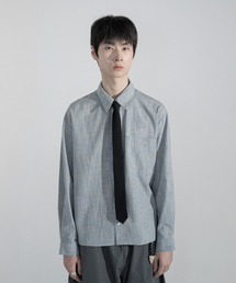 EULER（ユーラ）の「ラインクロップチェックシャツ（グレー/ブルー）（シャツ/ブラウス）」