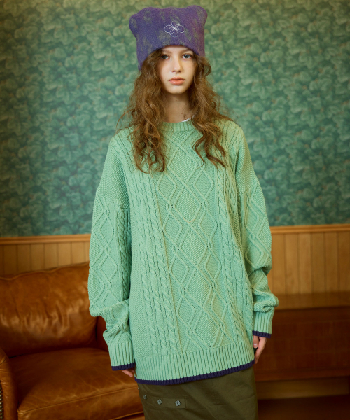 HERETIC(ヘレティック)の「DADDY FRENCH CABLE KNIT / apple mint(ニット/セーター・レディース・その他・FREE)」の1枚目の写真