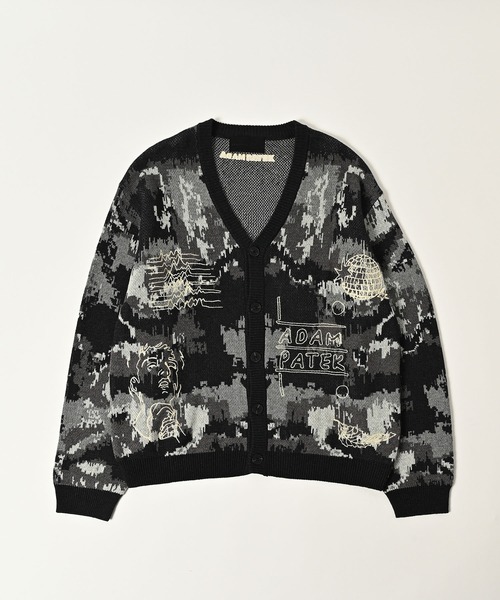 ADAMPATEK mad embroidered fade knit cardigan — вязаный кардиган с вышивкой