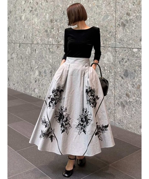 ELENDEEK エレンディーク　エンブロイダリーフレアスカート セール】エンブロイダリーフレアスカート（スカート）｜ELENDEEK