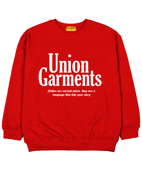 Union Garments(ユニオンガーメンツ)の「UGポイント 裏毛 オーバーサイズ スウェットシャツ レッド(スウェット・レディース・その他・MEDIUM/LARGE/X-LARGE/XX-LARGE)」の1枚目の写真
