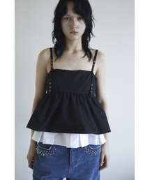 DARED（デェアド）の「EYELET STRAP PLEATS LAYERED TOP（Tシャツ/カットソー）」