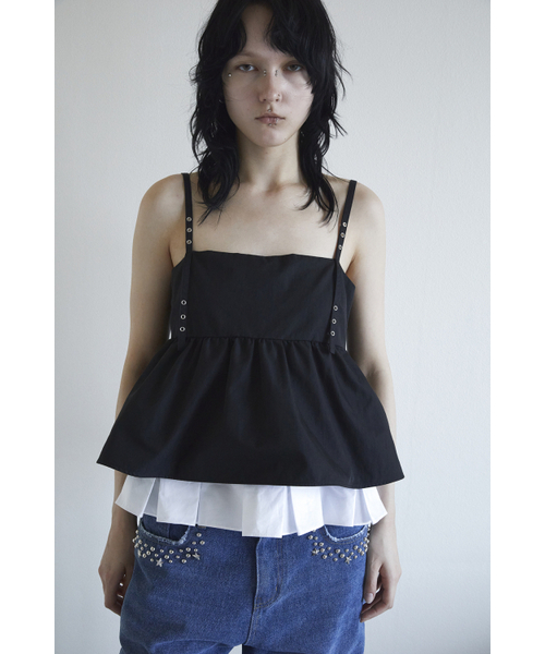 DARED(デェアド)の「EYELET STRAP PLEATS LAYERED TOP(Tシャツ/カットソー・レディース・その他・OS)」の1枚目の写真
