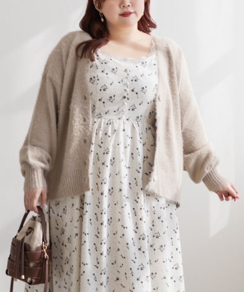 CLETTE(クレット)の「CLETTEオリジナルVネックシャギーニットカーディガン(カーディガン/ボレロ・レディース・ベージュ/チャコールグレー/ブラウン・4L/3L/LL)」の12枚目の写真