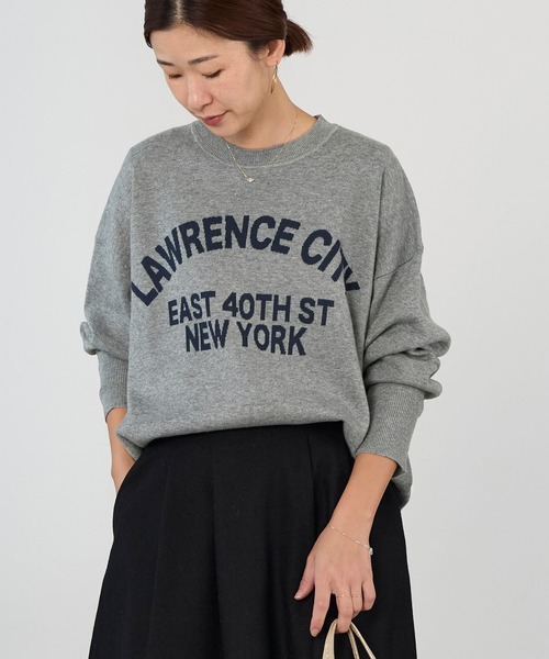 MICA&DEAL（マイカ＆ディール）の「ロゴウールジャガードニット（ニット/セーター・レディース・ブラウン/グレー・FREE）」の2枚目の写真