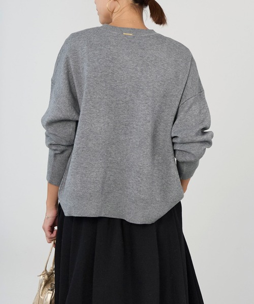 MICA&DEAL（マイカ＆ディール）の「ロゴウールジャガードニット（ニット/セーター・レディース・ブラウン/グレー・FREE）」の5枚目の写真