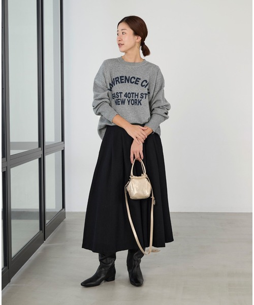 MICA&DEAL（マイカ＆ディール）の「ロゴウールジャガードニット（ニット/セーター・レディース・ブラウン/グレー・FREE）」の7枚目の写真