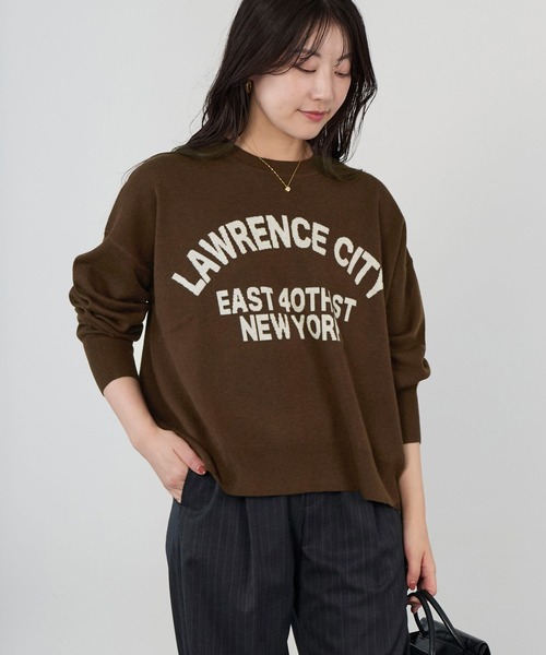 MICA&DEAL（マイカ＆ディール）の「ロゴウールジャガードニット（ニット/セーター・レディース・ブラウン/グレー・FREE）」の9枚目の写真