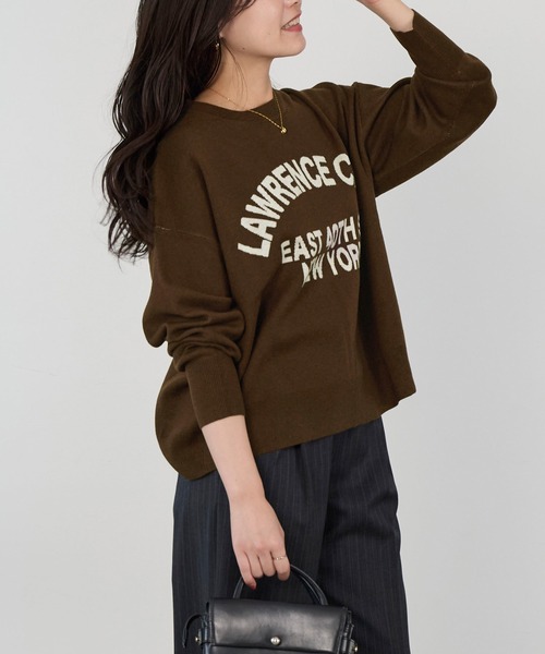 MICA&DEAL（マイカ＆ディール）の「ロゴウールジャガードニット（ニット/セーター・レディース・ブラウン/グレー・FREE）」の10枚目の写真