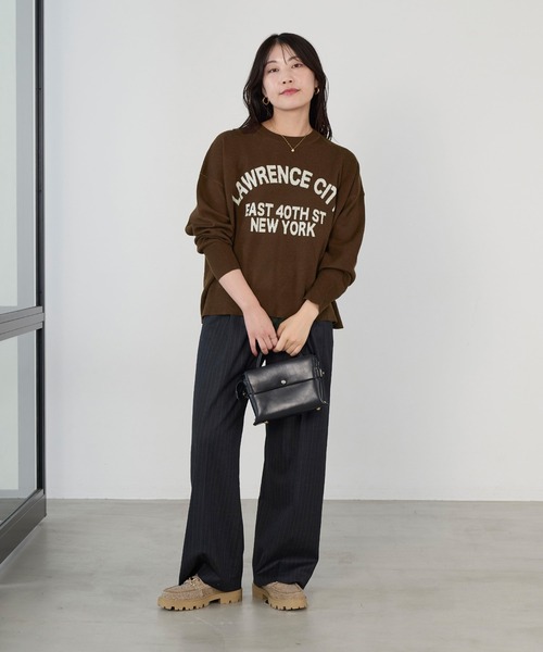 MICA&DEAL（マイカ＆ディール）の「ロゴウールジャガードニット（ニット/セーター・レディース・ブラウン/グレー・FREE）」の11枚目の写真