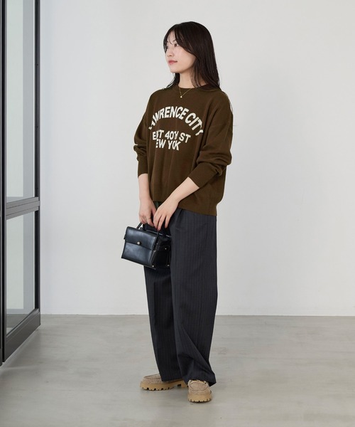 MICA&DEAL（マイカ＆ディール）の「ロゴウールジャガードニット（ニット/セーター・レディース・ブラウン/グレー・FREE）」の12枚目の写真