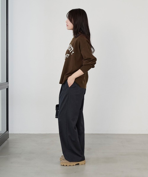 MICA&DEAL（マイカ＆ディール）の「ロゴウールジャガードニット（ニット/セーター・レディース・ブラウン/グレー・FREE）」の13枚目の写真