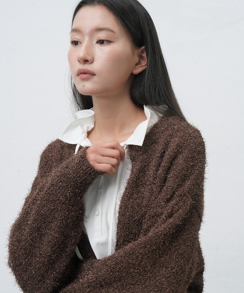 GENERAL IDEA(ジェネラルアイデア)の「【GENERAL IDEA】シャギールーズカーディガン / LONG HAIR LOOSE FIT CARDIGAN(カーディガン/ボレロ・レディース・ピンク/ブラウン・L/M/S)」の3枚目の写真