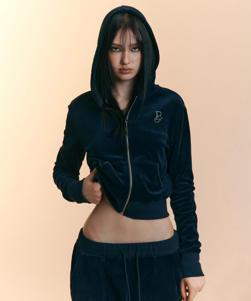 PLEASENOFOLLOW(プリーズノーフォロー)の「25FW New Velour Set-Up (Navy)(パーカー・レディース・その他・FREE)」の1枚目の写真