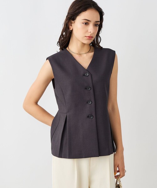 NOLLEY’S Sophi（ノーリーズソフィ）の「《セットアップ対応》ウォッシャブルドライシャークペプラムジレ（ベスト・レディース・グレイッシュベージュ/チャコールグレー・38）」の8枚目の写真