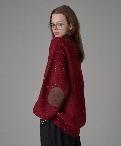 ONCILY(オンシェリー)の「HEART ELBOW NEP V-NECK KNIT / ハートエルボーネップVネックニット(ニット/セーター・メンズ・ブラウン/レッド・SMALL/MEDIUM/LARGE)」の21枚目の写真
