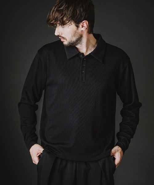 NO ID.（ノーアイディ）の「ms6369-ロングスリーブBIGポロSH(858006-395T)（ポロシャツ・メンズ・グレー/ブラック・ONE SIZE）」の15枚目の写真