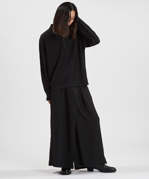 NO ID.（ノーアイディ）の「ms6369-ロングスリーブBIGポロSH(858006-395T)（ポロシャツ・メンズ・グレー/ブラック・ONE SIZE）」の14枚目の写真