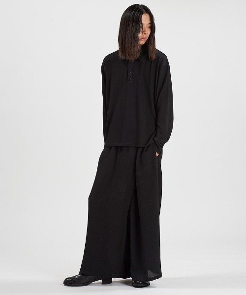 NO ID.（ノーアイディ）の「ms6369-ロングスリーブBIGポロSH(858006-395T)（ポロシャツ・メンズ・グレー/ブラック・ONE SIZE）」の7枚目の写真