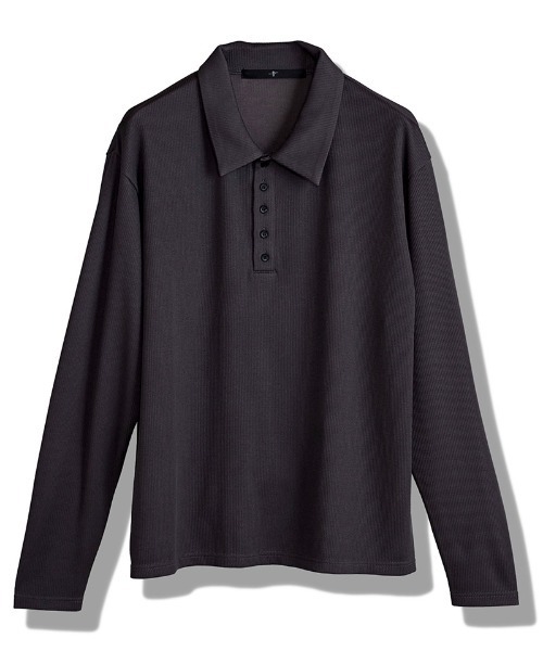 NO ID.（ノーアイディ）の「ms6369-ロングスリーブBIGポロSH(858006-395T)（ポロシャツ・メンズ・グレー/ブラック・ONE SIZE）」の8枚目の写真