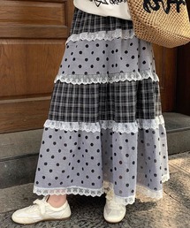 inst.ALL（インストール）の「チェック×ドット柄レースティアードスカート（スカート）」