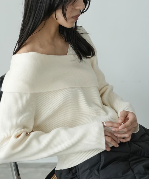mili an deni(ミリアンデニ)の「アシメニットトップス(ニット/セーター・レディース・アッシュグレー/アイボリー/ブラック・M)」の6枚目の写真