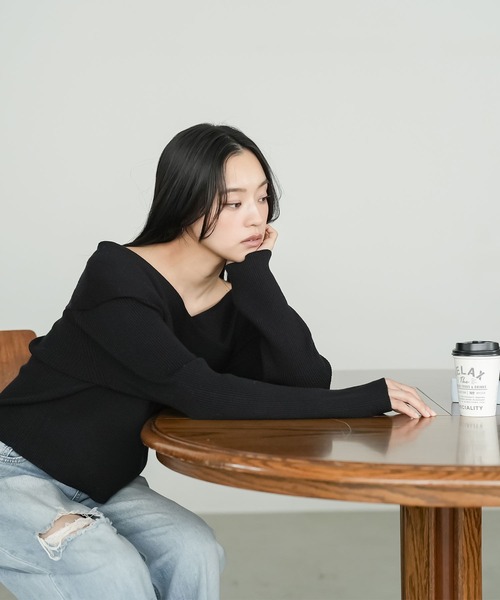 mili an deni(ミリアンデニ)の「アシメニットトップス(ニット/セーター・レディース・アッシュグレー/アイボリー/ブラック・M)」の10枚目の写真