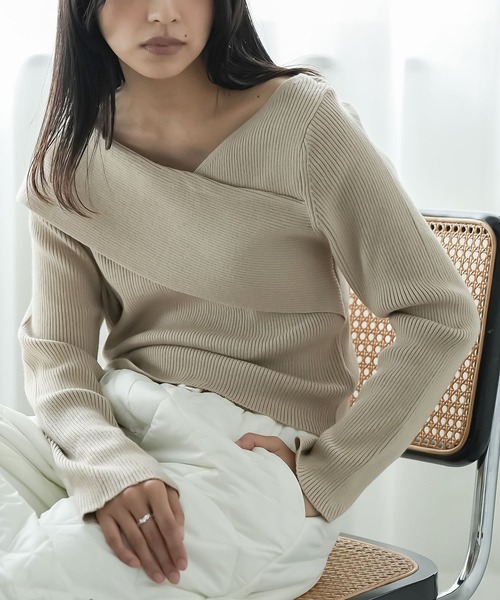 mili an deni(ミリアンデニ)の「アシメニットトップス(ニット/セーター・レディース・アッシュグレー/アイボリー/ブラック・M)」の15枚目の写真