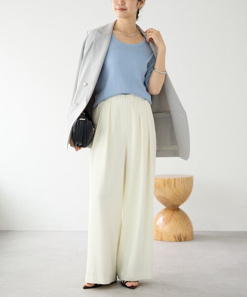 RIVE DROITE（リヴドロワ）の「【オンオフ使える】ドライギャバピークドラペルジャケット（テーラードジャケット・レディース・ネイビー/ライトグレー/モカ・FREE）」の11枚目の写真