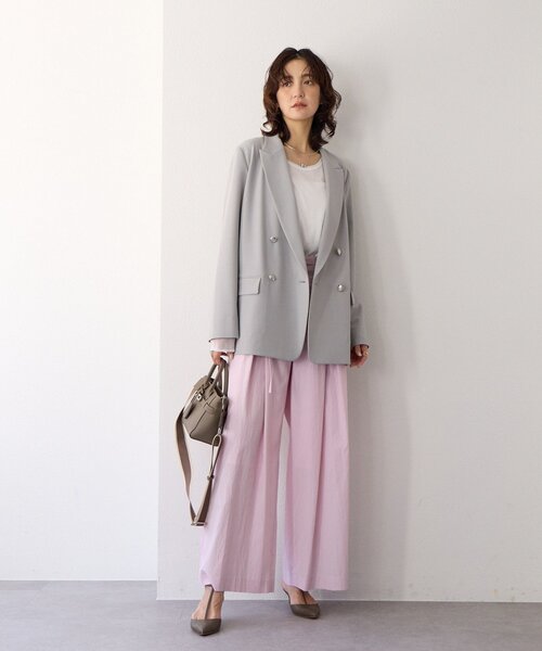 RIVE DROITE（リヴドロワ）の「【オンオフ使える】ドライギャバピークドラペルジャケット（テーラードジャケット・レディース・ネイビー/ライトグレー/モカ・FREE）」の13枚目の写真