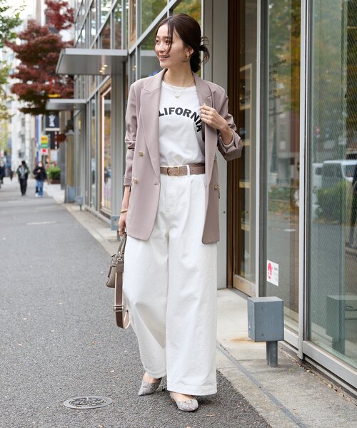 RIVE DROITE（リヴドロワ）の「予約【オンオフ使える】ドライギャバピークドラペルジャケット（テーラードジャケット・レディース・ネイビー/ライトグレー/モカ・FREE）」の22枚目の写真