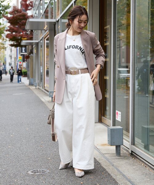 RIVE DROITE（リヴドロワ）の「予約【オンオフ使える】ドライギャバピークドラペルジャケット（テーラードジャケット・レディース・ネイビー/ライトグレー/モカ・FREE）」の4枚目の写真