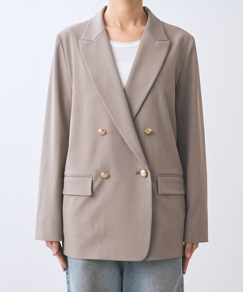 RIVE DROITE（リヴドロワ）の「予約【オンオフ使える】ドライギャバピークドラペルジャケット（テーラードジャケット・レディース・ネイビー/ライトグレー/モカ・FREE）」の21枚目の写真