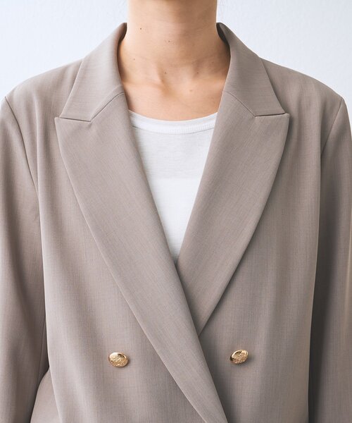 RIVE DROITE（リヴドロワ）の「予約【オンオフ使える】ドライギャバピークドラペルジャケット（テーラードジャケット・レディース・ネイビー/ライトグレー/モカ・FREE）」の16枚目の写真